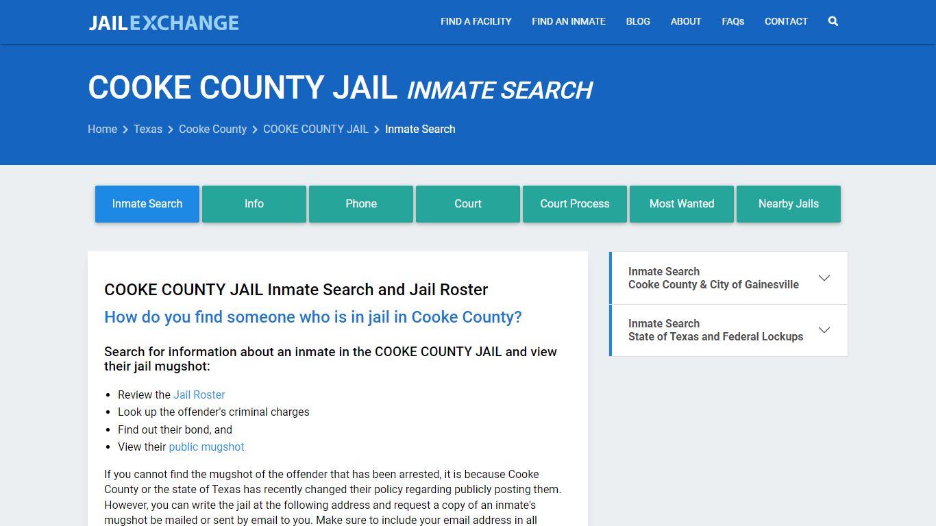Inmate Search: Roster & Mugshots - COOKE COUNTY JAIL, TX